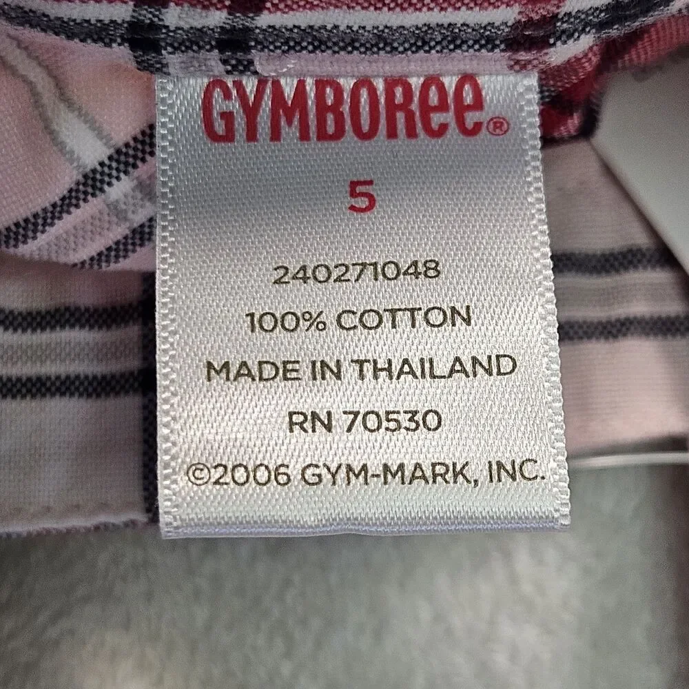 Vintage Gymboree Top Girls Size 5 Pink Plaid Rock Star Swing Tank With Bow NWT